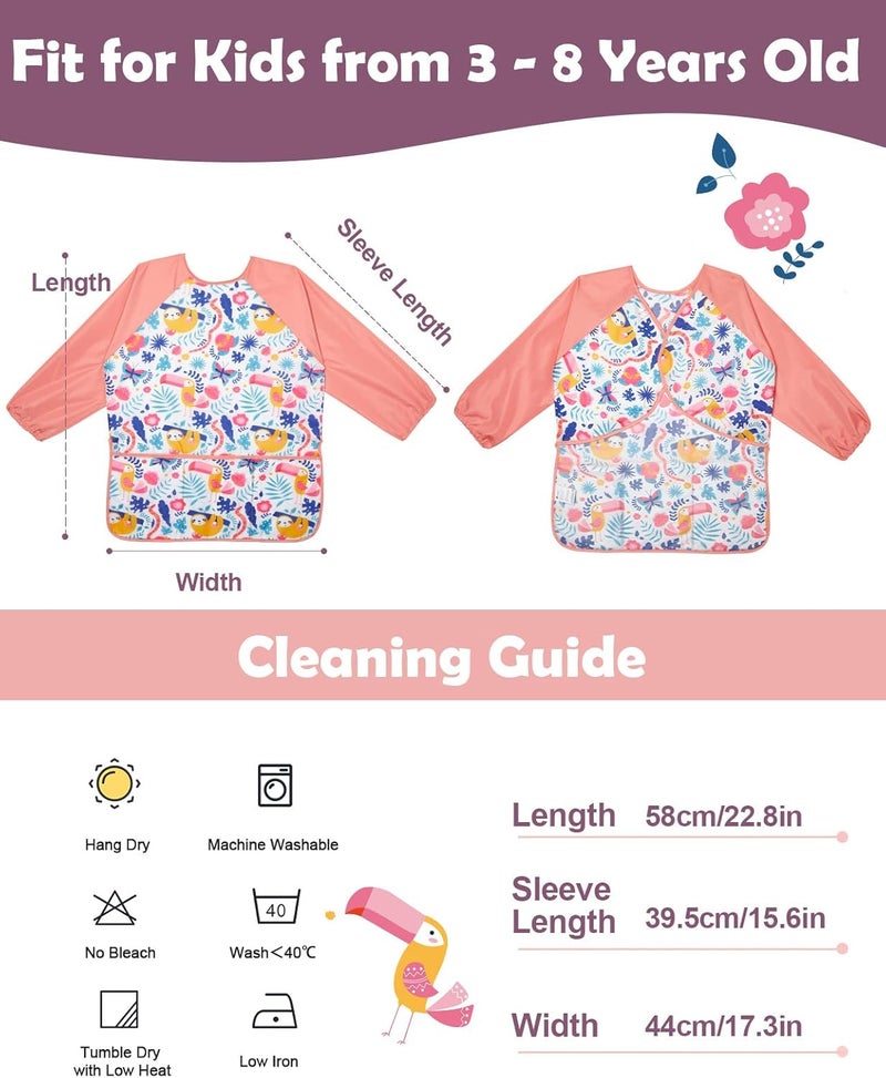 Lictin 2 Pack Kids Art Smocks,Toddler Smock,Waterproof Artist Painting Aprons for Children - Image 4